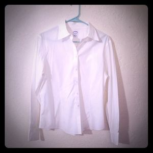 Women's white collared button up blouse